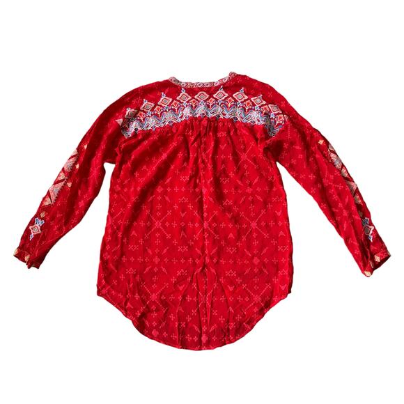 Johnny Was Gina Embroidered Blouse Red - Picture 2 of 11